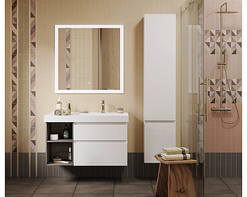 Раковина Kerama Marazzi CUBO правая подвесная 90, белая глянцевая Раковина Kerama Marazzi CUBO правая подвесная 90, белая глянцевая