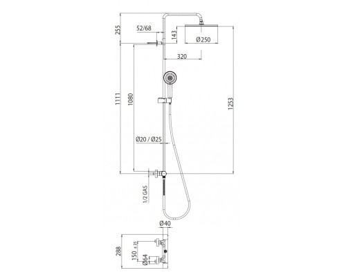 Душевая система Bossini Elios L10049.030 с термостатом Хром