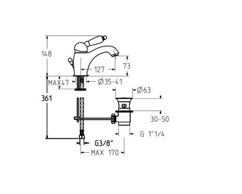 Смеситель для раковины Gattoni Orta 2746/27D0 OLD Золото 24 карат