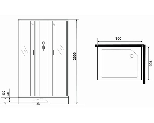 Душевая кабина Niagara Classic 90х70 NG-43975-14QBKG с гидромассажем