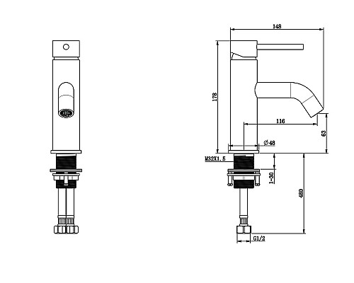Смеситель для раковины Bronze de Luxe Scandi 1451C Хром