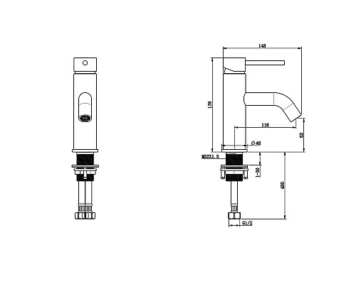 Смеситель для раковины Bronze de Luxe Scandi 1451C Хром