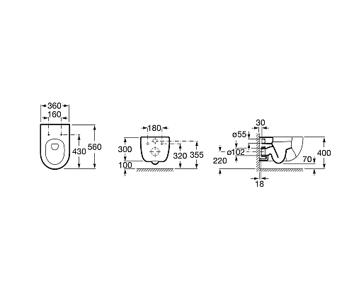 Унитаз Roca Meridian 346247000 подвесной без сиденья