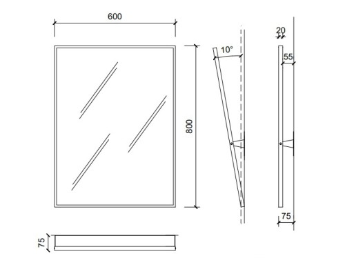 Зеркало Nofer 60 08024.S Матовая нержавеющая сталь