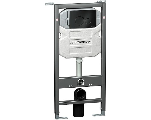 Комплект унитаза с инсталляцией Ceramica Nova Metric CN3007_1001B_1000 с сиденьем Микролифт и Черной матовой клавишей смыва