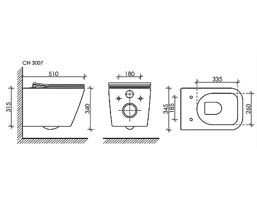 Комплект унитаза с инсталляцией Ceramica Nova Metric CN3007_1001B_1000 с сиденьем Микролифт и Черной матовой клавишей смыва