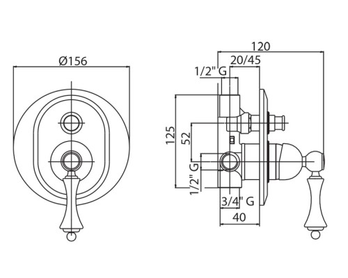 Смеситель для душа Cezares MARGOT-VDIM-03/24-Bi