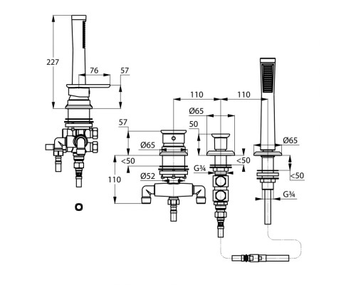 Однорычажный смеситель для ванны и душа Kludi E2 494260575