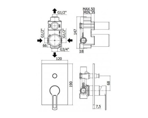 Смеситель для душа Paffoni Rock RO018CR