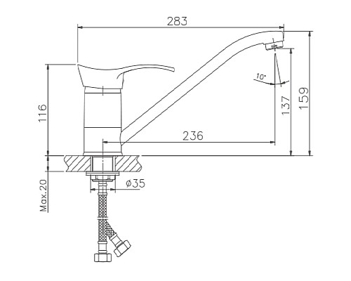 Смеситель для кухни Haiba HB4901 Хром