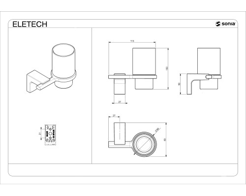 Стакан стекло к стене Sonia 113989