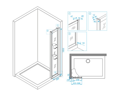 Душевая стенка RGW Z-42 30 03064230-11 профиль Хром стекло прозрачное