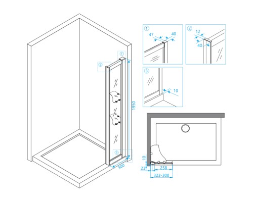 Душевая стенка RGW Z-42 30 03064230-11 профиль Хром стекло прозрачное