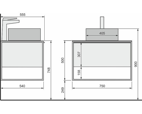 Тумба под раковину Jorno Steal 75 Ste.01.75/P/Da подвесная Древесный аттик Черная