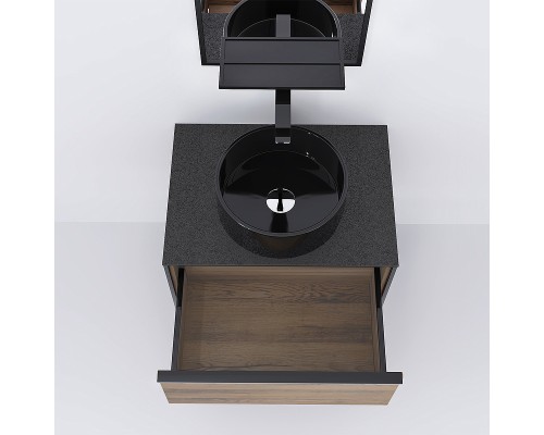 Тумба под раковину Jorno Steal 75 Ste.01.75/P/Da подвесная Древесный аттик Черная