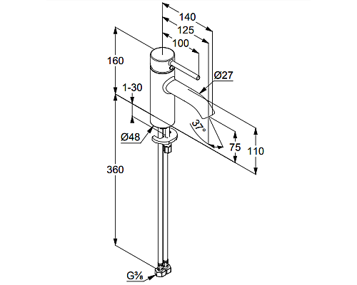 Смеситель для раковины Kludi Bozz 382720576 Хром
