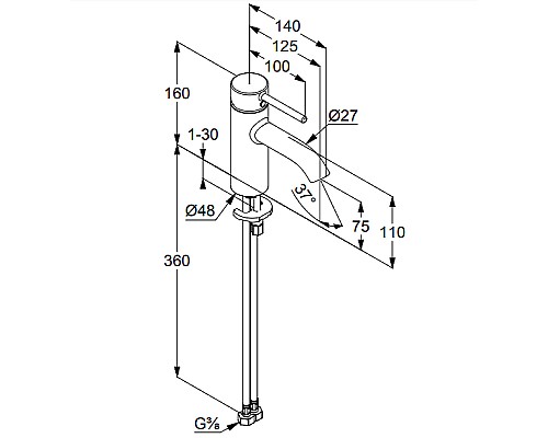 Смеситель для раковины Kludi Bozz 382720576 Хром