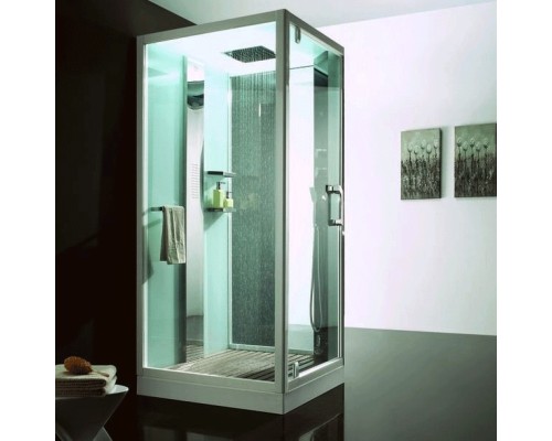Душевая кабина Orans 100x100 L с баней профиль Белый задние стенки Белые