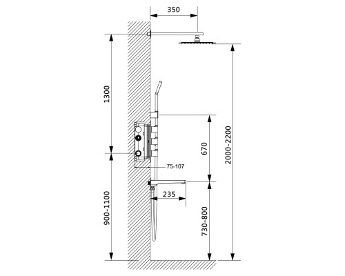 Душевая система встроенная с термостатом Timo Petruma SX-5149/03SM черный