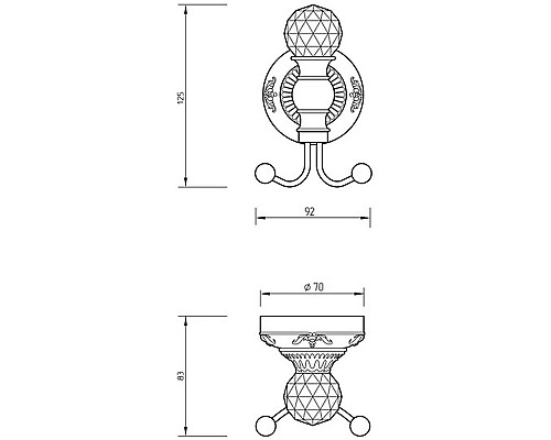Двойной крючок Migliore Cristalia 16838 Золото с кристаллом Swarovski Двойной крючок Migliore Cristalia 16838 Золото с кристаллом Swarovski