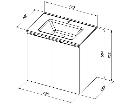 Тумба под раковину Aquanet Алвита New 70 303906 подвесная Дуб веллингтон белый