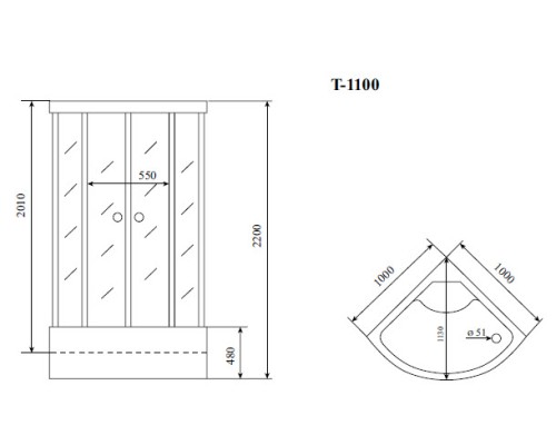 Душевая кабина Timo Standart 100x100 без гидромассажа