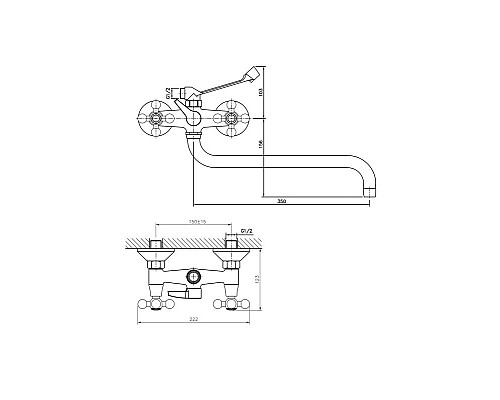 Смеситель для ванны Haiba HB2619-3 универсальный Хром