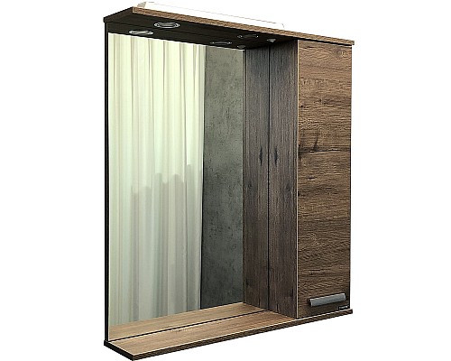 Зеркало со шкафом Comforty Марио 75 00-00004159 с подсветкой Дуб темный