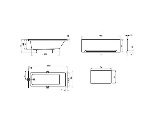 Акриловая ванна Ravak 170х75 белая CA71000000