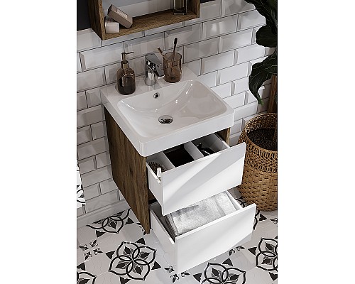 Тумба под раковину Aquaton Сканди 45 1A251601SDZ90 подвесная Белый Дуб рустикальный