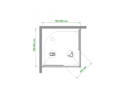 Душевой уголок Royal Bath HPD 80х80 RB80HPD-C-BL профиль Черный стекло матовое
