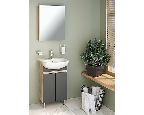 Тумба под раковину Runo Лада 50 00-00001164 Дуб серый Графит