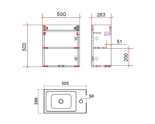 Тумба под раковину Art&Max Family-500-1D-SO-PB подвесная Сканди