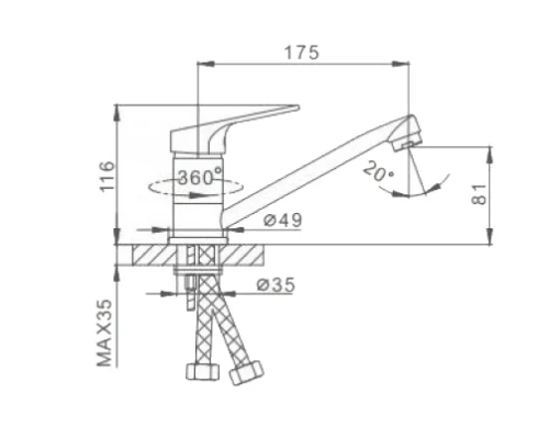 Смеситель для кухни Frap H13 F4513-2 Хром