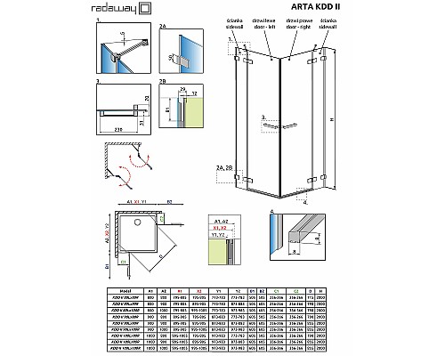 Душевая дверь Radaway Arta DWJS 140 386456-03-01L профиль Хром стекло прозрачное
