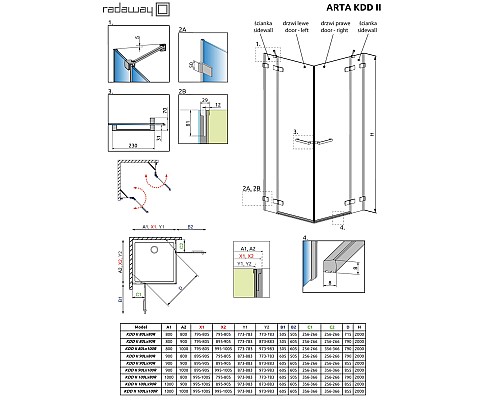 Душевая дверь Radaway Arta DWJS 140 386456-03-01L профиль Хром стекло прозрачное