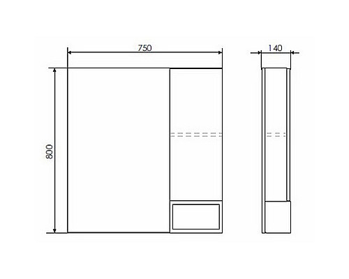 Зеркало со шкафом Comforty Прага 75 00004144199 Дуб белый