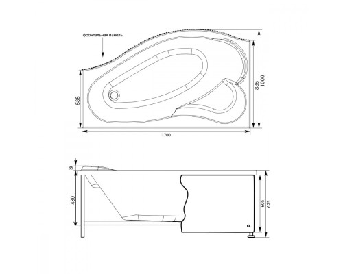 ПАНЕЛЬ БОКОВАЯ AQUANET PALMA 90 L БЕЛАЯ