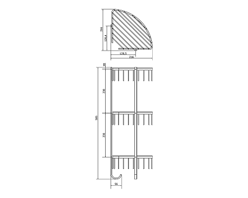 Решетка тройная угловая Veragio Basket 21x21хh58.5, хром Решетка тройная угловая Veragio Basket 21x21хh58.5, хром
