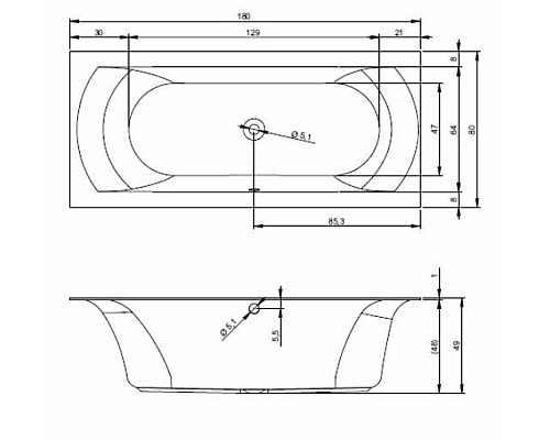 Прямоугольная ванна Riho Linares 180x80 R BT4600500000000 Прямоугольная ванна Riho Linares 180x80 R BT4600500000000