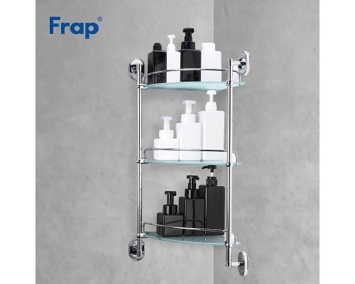 Стеклянная полка Frap F19 угловая Хром