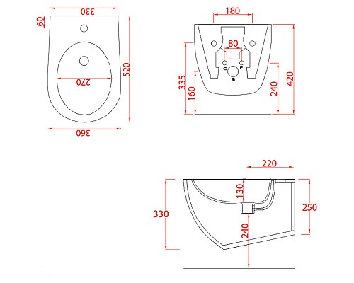 Биде Artceram File 2.0 FLB001 17 30 подвесное Черное матовое
