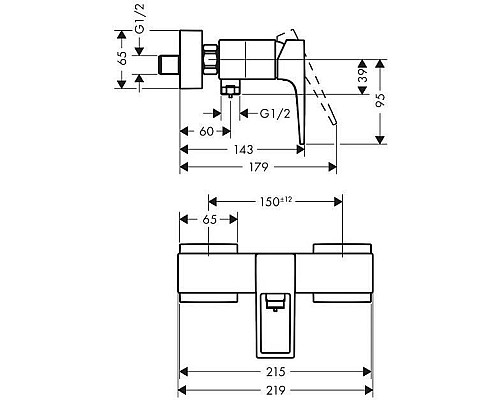 Смеситель для ванны,для душа Hansgrohe Metropol 74560000