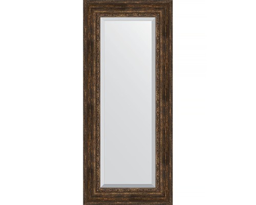Зеркало Evoform Exclusive 142х62 BY 3534 с фацетом в багетной раме - Состаренное дерево с орнаментом 120 мм