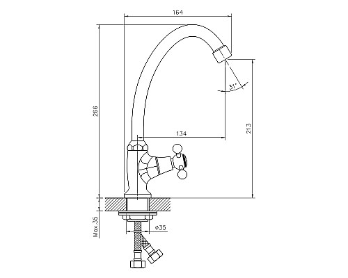 Кран для одного типа воды Decoroom DR54010 Хром
