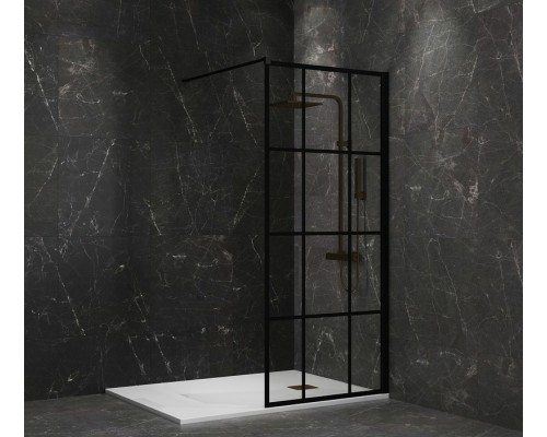 Душевая перегородка Paini 100 Walk-In 100G Черный матовый с рисунком