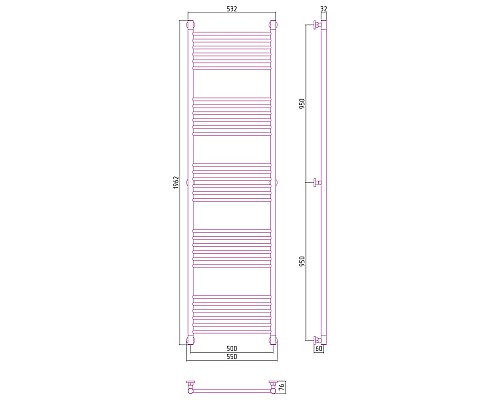 Полотенцесушитель водяной 1900х500 черный матовый Сунержа Богема+ 31-0220-1950
