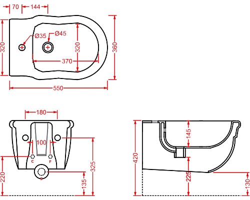 Биде Artceram Hermitage HEB003 01 00 Белое