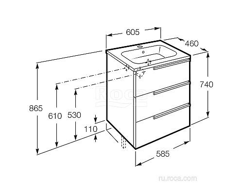 Тумба под раковину Roca Victoria Nord Ice Edition 60 ZRU9302834 3 ящика