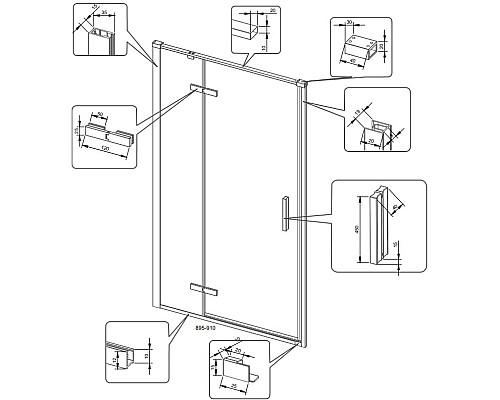 Душевая дверь Veconi Vianno VN-73 90 VN73-90-01-C4 профиль Хром стекло прозрачное
